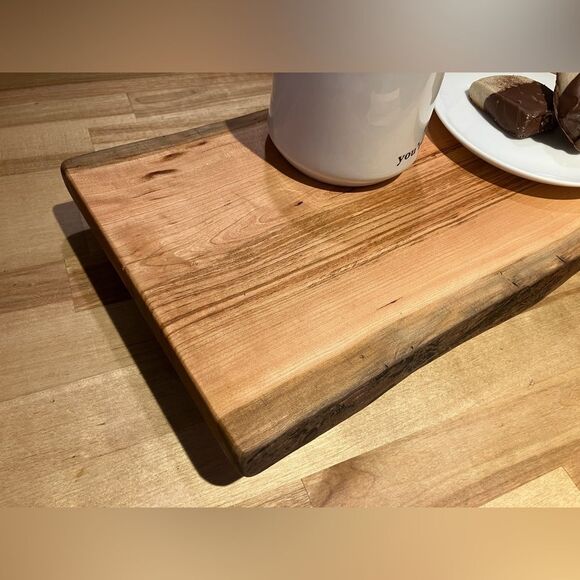 Tray/ charcuterie board combo, cherry wood, 8 1/2 x 21 x 2 1/2“ tall, live edge - Picture 5 of 5